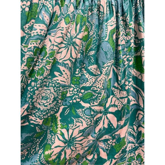Lilly Pulitzer Girls Delaney Botanical Green Safari Sangria Short Sleeve Dress X - Picture 3 of 8